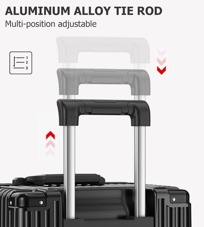 feilario 29in Super Large Captain Aluminum Frame Hardside Spinner Wheels Luggage, Removable Wheels Zipperless Checked Suitcase with Cup Holder/Phone Holder