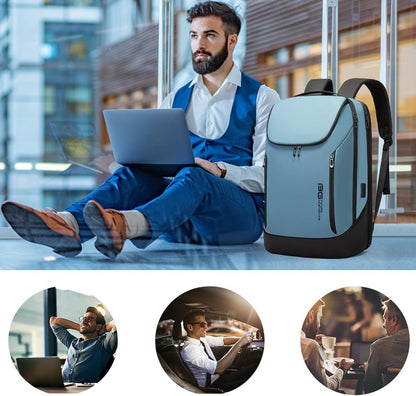 BANGE Business Smart Backpack Waterproof fit 15.6 Inch Laptop Backpack with USB Charging Port,Travel Durable Backpack (Light Blue(three Pocket), Medium)