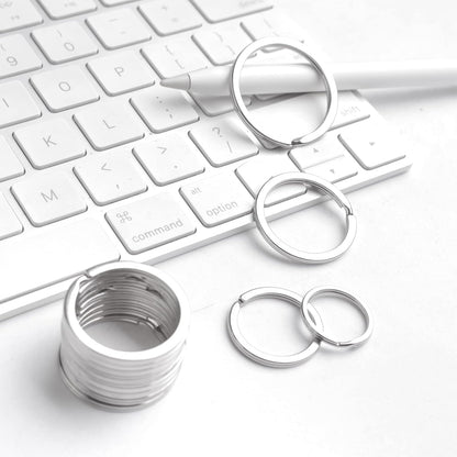40 Pack Key Ring Keychain Mix 4 Sizes Silver Metal Flat Split Key Chains Rings for Home Car Dog Tag Office Lanyards Keys Attachment