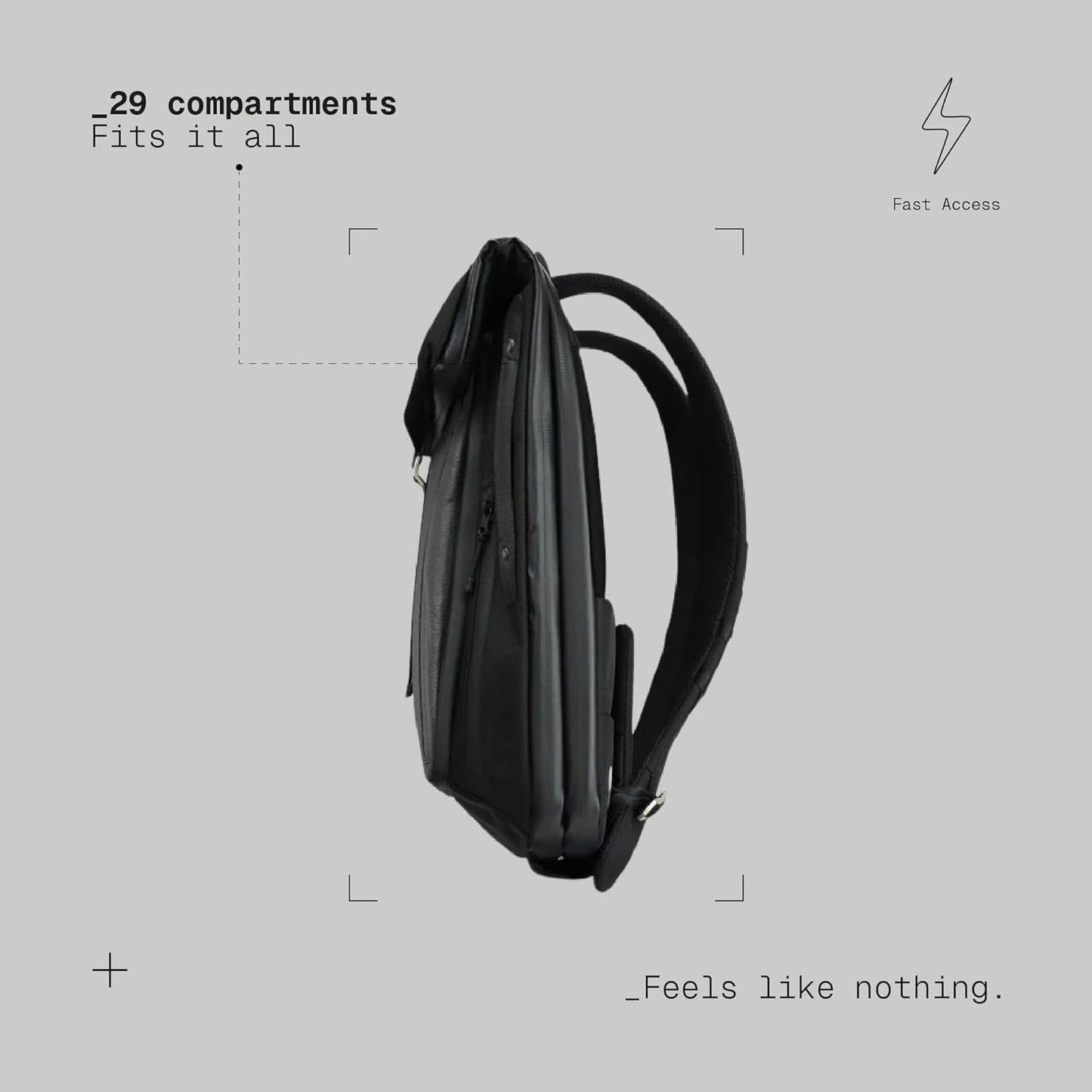 The Frenchie Co. - Work/Travel Speed Backpack - Expandable 23-30 L Laptop Pack - Anti-theft magnetic closure - Ballistic nylon body with full-grain Italian leather trim