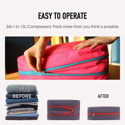 Bee Nesting Waterproof Compression Packing Cubes,Travel Packing organizers for Carry on Luggage,Backpacking, Suitcases