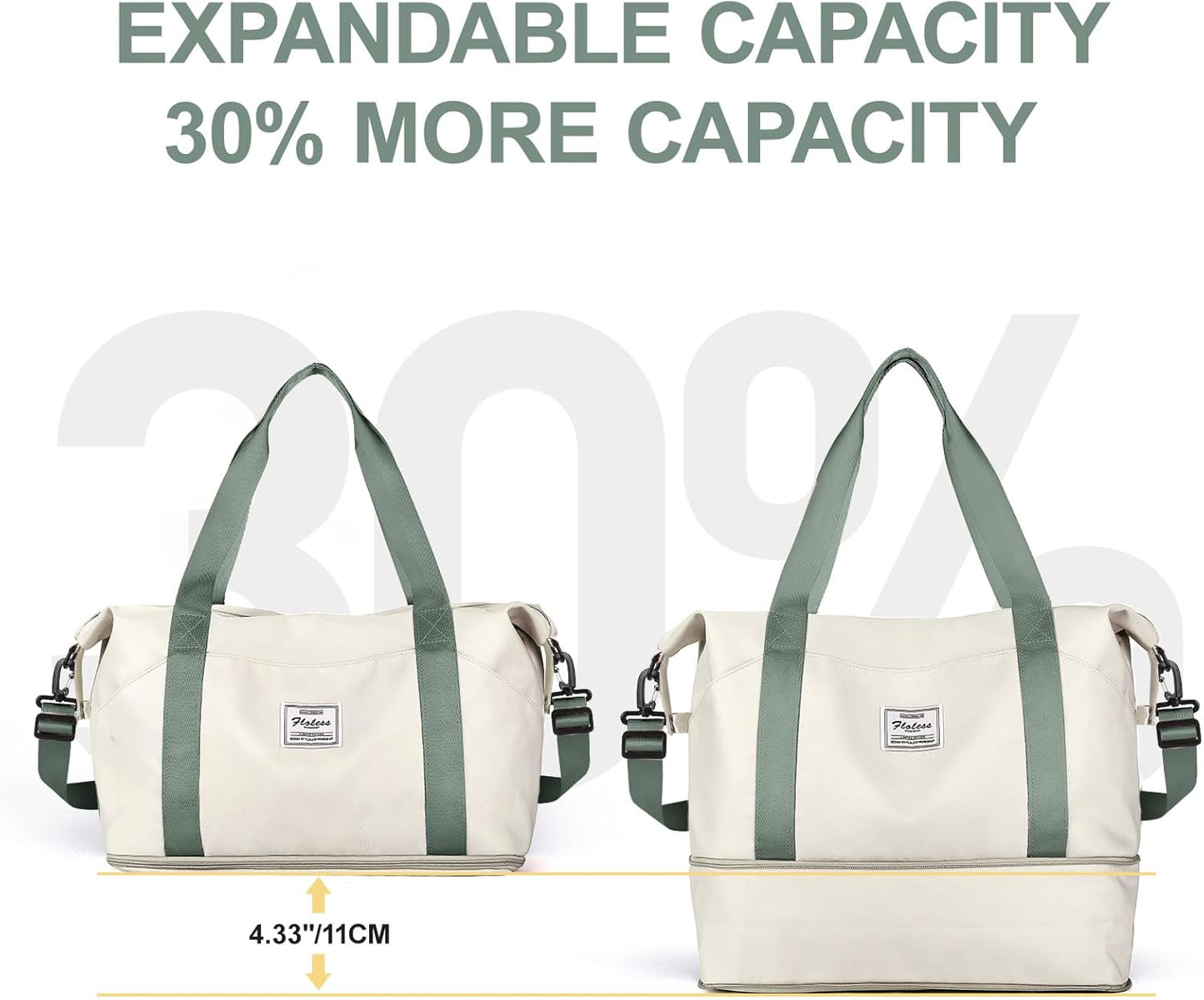 Travel Duffel Bag, Sports Tote Gym Bag, Shoulder Weekender Overnight Bag for Women