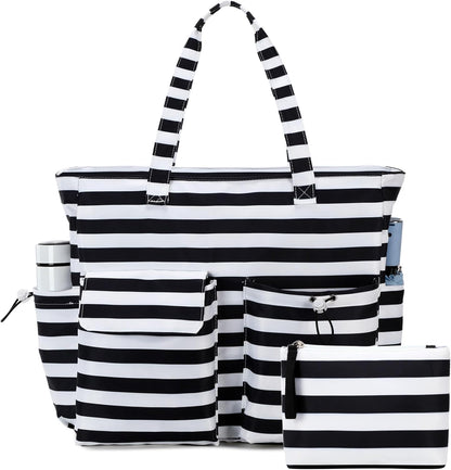 LEDAOU Large Beach Tote Bag Women Waterproof Sandproof Zipper Beach Tote Bag for Pool Gym Grocery Travel with Wet Pocket