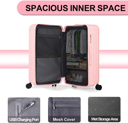 Krute Luggage 28 Inch Suitcase with 4 Universal Wheels TSA Lock PC+ABS Hardside Checked Luggage (Pink)