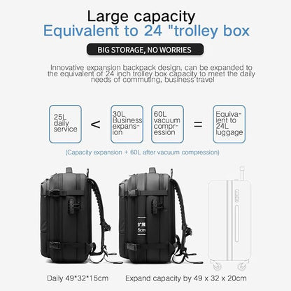 Men Travel Backpack vacuum compression 17 inch Laptop Backpack Business Large - Image 3