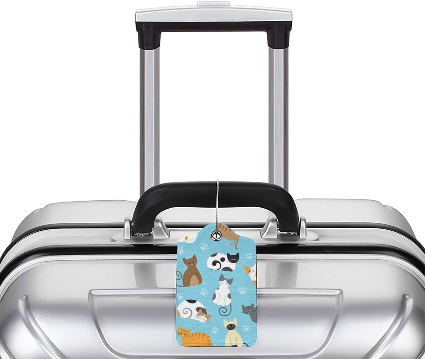 2 Pcs Cute Cat Luggage Tag for Suitcase, Animal Cat Party Decorations Supplies Gift Women Men Boy Girl, Steel Loop with Privacy Cover ID Label