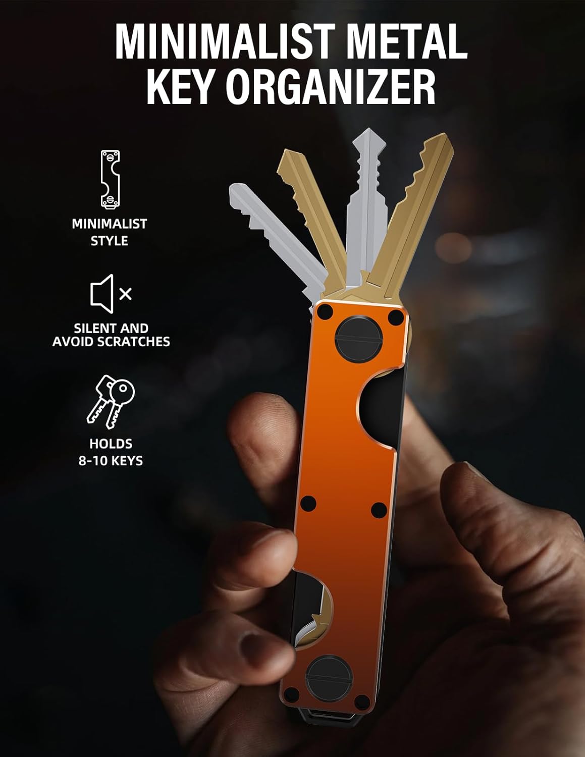 Key Organizer Key Holder Compact Key Case Minimalist Metal Key Chain Key Holder for Keychain Secures 8-10 Keys EDC