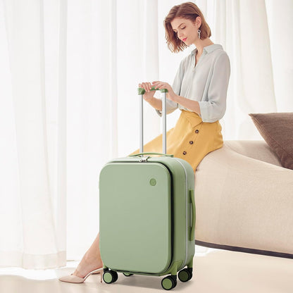mixi Luggage Suitcase with Spinner Wheels, 24'' Checked Travel Luggage Aluminum Frame PC Hardside with TSA Lock & Cover - Avocado Green