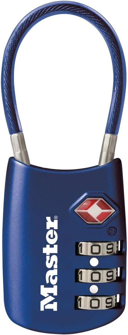 Master Lock Blue Set Your Own Combination TSA Approved Luggage Lock, Travel Zipper Padlock is Perfect for Suitcases, Bags, or Backpacks, 4688D