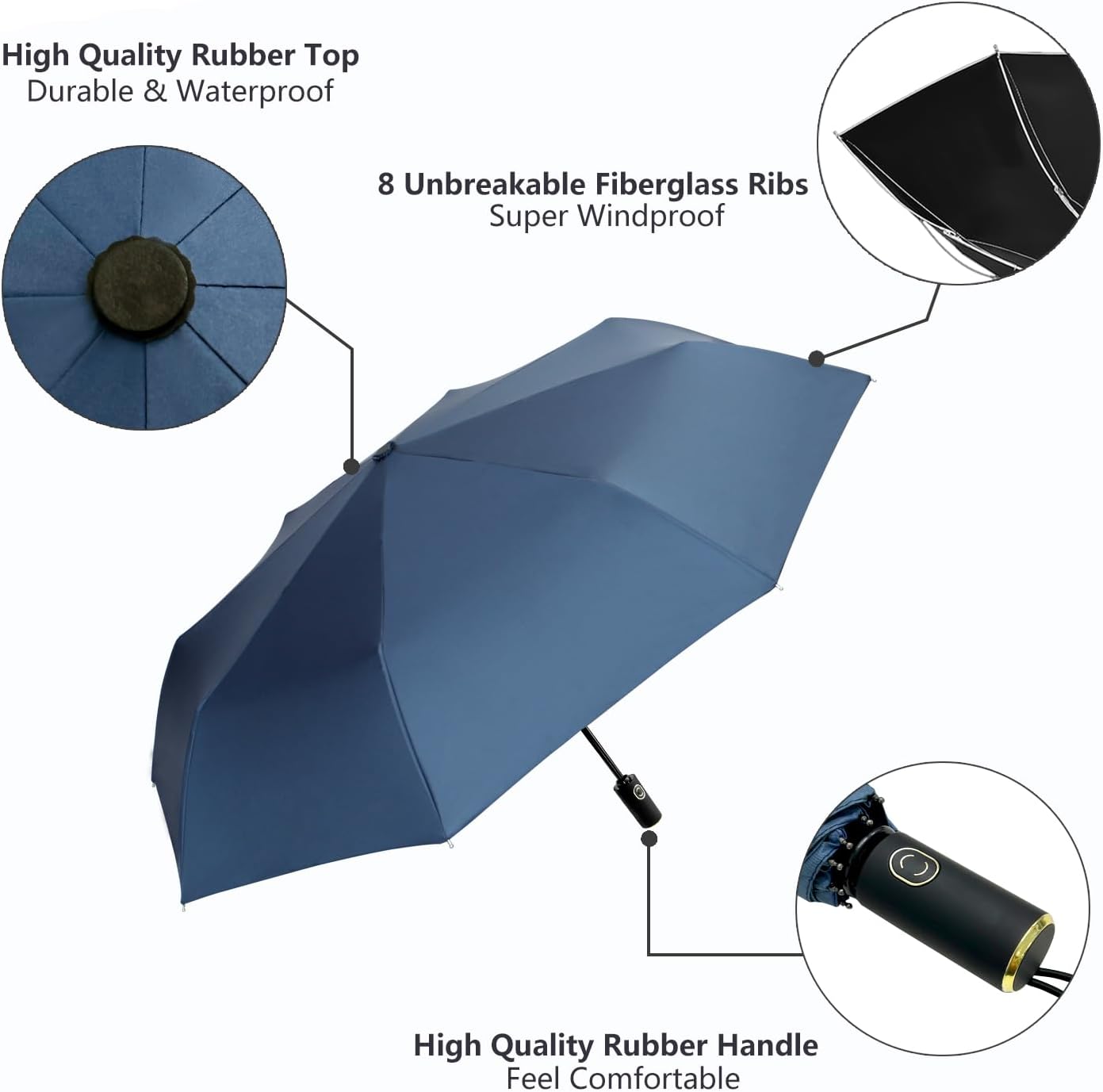 Cuby UV Sun Umbrella Compact Folding Umbrella lightweight Portable Manual Travel Umbrella for Rainproof & 99% UV Protection with Black Anti-UV Coating