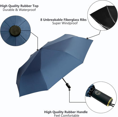 Cuby UV Sun Umbrella Compact Folding Umbrella lightweight Portable Manual Travel Umbrella for Rainproof & 99% UV Protection with Black Anti-UV Coating