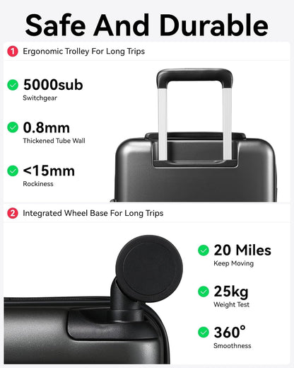 LUGGEX 24 Inch Luggage with Spinner Wheels, Expandable PC Hard Shell Checked Suitcase with Front Opening, Lightweight (Blue, 24 Inch)