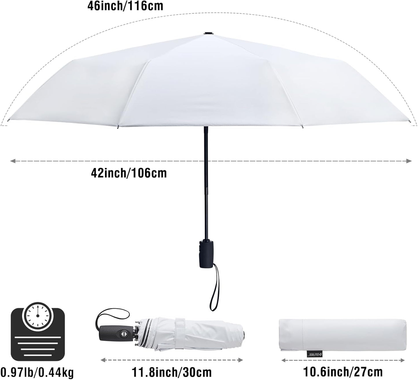 G4Free UPF 50+ UV Protection Large Travel Umbrella 42/46 Inch Auto Open Close Windproof Sun Blocking Umbrella