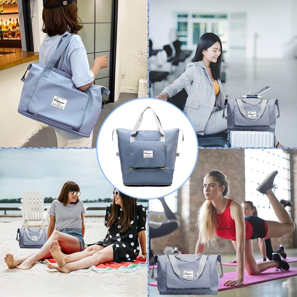 Large Capacity Foldable Travel Bag Expandable Portable Carry on Bag Dry&Wet Separation Sports Duffel Bags