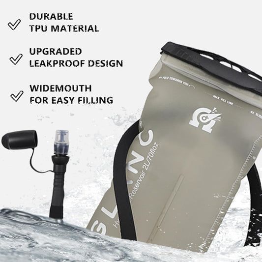 GLANC Hydration Bladder - 2L Water Bladder with Cleaning Kit for Outdoor Hiking Backpack, BPA Free Leakproof Water Reservoir for Hydration Pack, Insulated Hose & High Flow Bite Valve