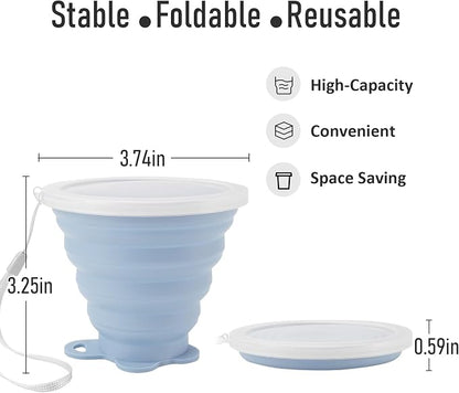 JBER Silicone Collapsible Travel Cup, 4 Pack Silicone Folding Camping Cup - Image 3