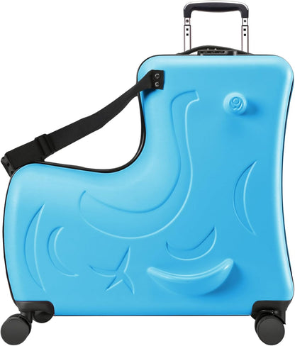 Kids’ Storage & Ride-On Travel Organizer – Dual-Purpose Children’s Suitcase for Home & Travel, Checked size 25 Inch, Blue