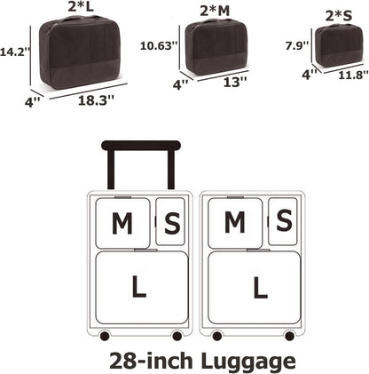 DoubleTrip Packing Cubes for Suitcases Carry on Luggage Organizer 6 Set Travel Accessories Lightweight Storage Bag Space Saver Clothes Pouch Large