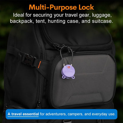 Forge TSA Approved Luggage Locks Ultra-Secure Dimple Key Locks, Cable Lock, for Travel with Zinc Alloy Body- 2 Purple Locks