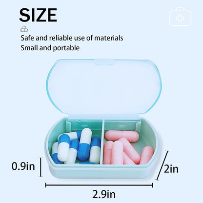 4PCS Small Pill Case Travel Pill Box Cute Pill Organizer for Purse Portable Daily Medicine Organizer 2 Compartment Pill Holder for Vitamins, Fish Oil, Supplements