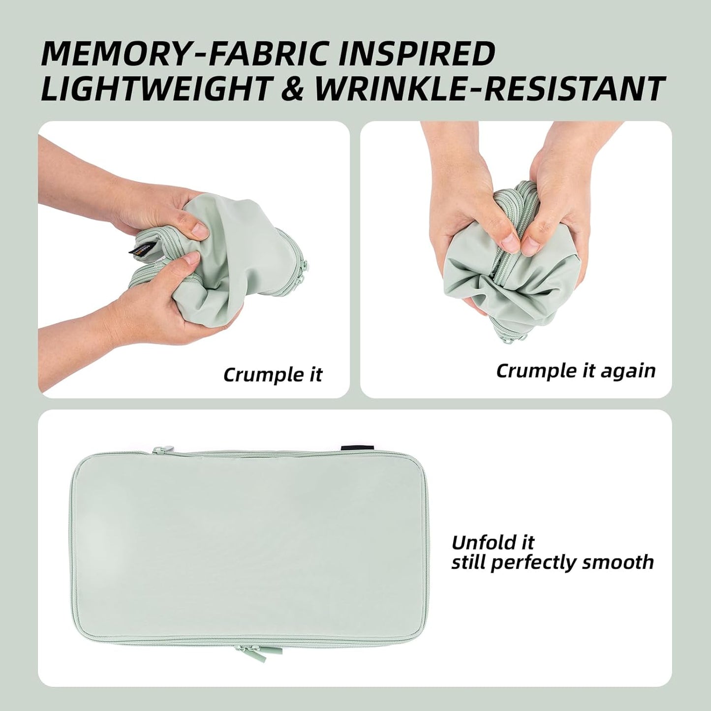 4 Piece Compression Packing Cubes for Suitcases and Backpack, Lightweight Travel Organizers (Light Green)