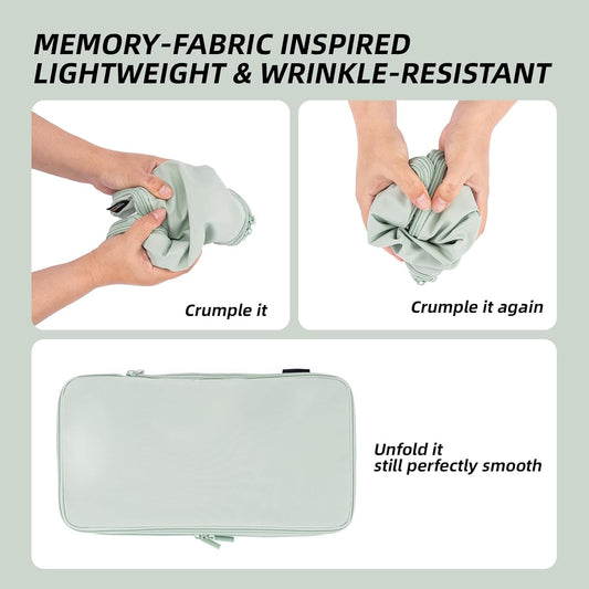 4 Piece Compression Packing Cubes for Suitcases and Backpack, Lightweight Travel Organizers (Light Green)