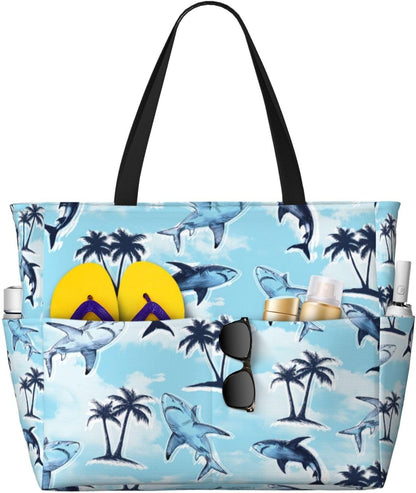 Beach Bag for Women Beach Tote Bag Waterproof Sandproof Large Bags with Zipper Big Capacity for Vacation Travel