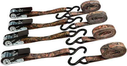 XSTRAP STANDARD Ratchet Tie Down Straps 4 Pk 10 Ft- 300 Lbs Load Cap- 900 Lbs Break Strength-Cargo Straps for Hunting, UTV, ATV, Pickup, Truck, Moving Appliances, Lawn Equipment, Camouflage