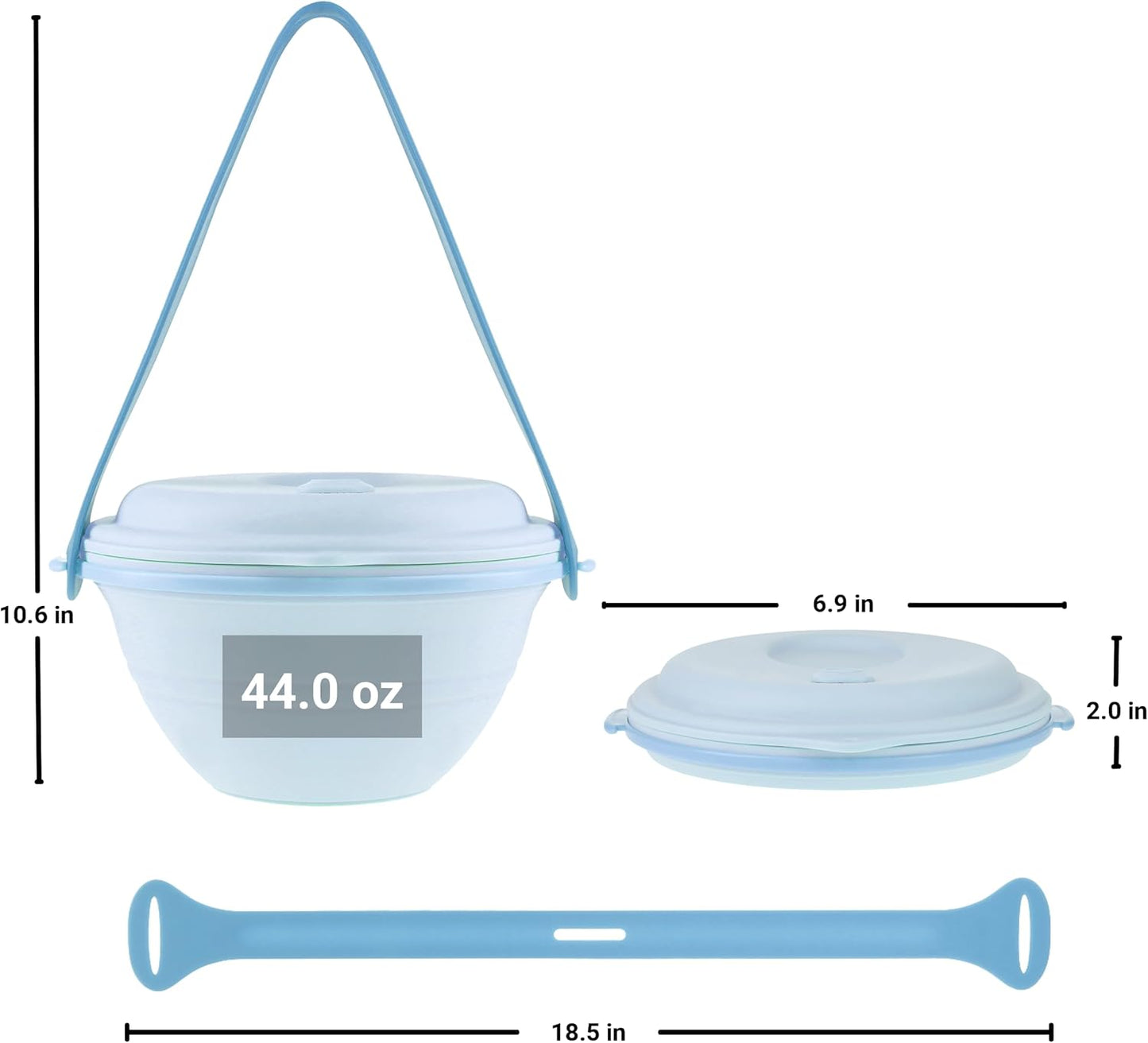 kūpaa Bowl & Carrier Duet – Microwave Safe Silicone Lunch Box For Adults– Collapsible, Leakproof, Food-Grade, Reusable To-Go Container (Glacier)