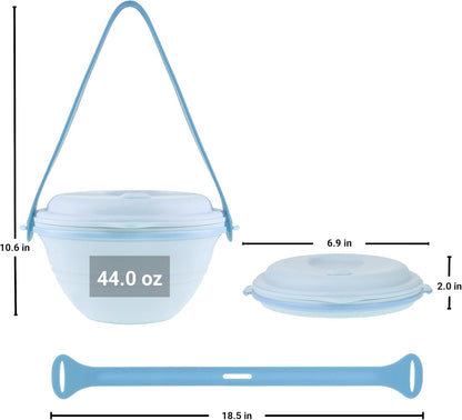 kūpaa Bowl & Carrier Duet – Microwave Safe Silicone Lunch Box For Adults– Collapsible, Leakproof, Food-Grade, Reusable To-Go Container (Glacier)