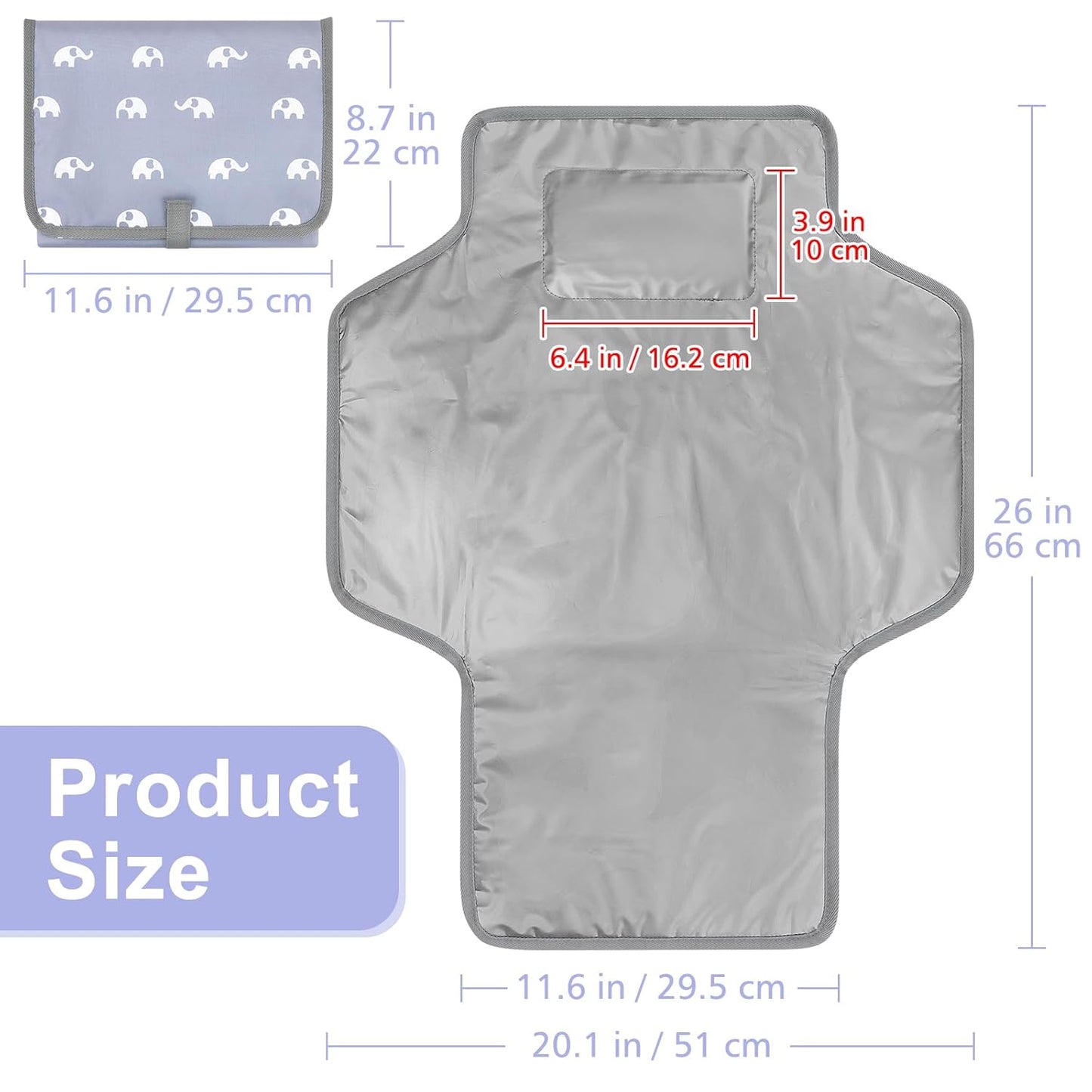 Accmor Portable Diaper Changing Pad, Waterproof Baby Changing Mat, Foldable Travel Diaper Changing Pads for Baby, Baby Essentials Shower Registry Gifts