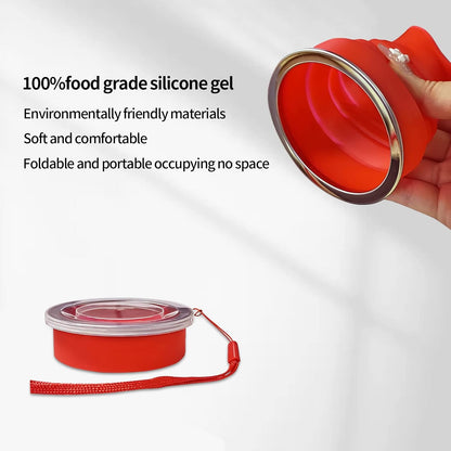Collapsible Cup - Silicone Foldable Cup-Expandable Folding Drinking Cup -Reusable Portable Mugs Cups For Travel, Camping, Hiking, Survival, Car, Picnic, Beach, Holiday Vacation, Outdoor Sports Red