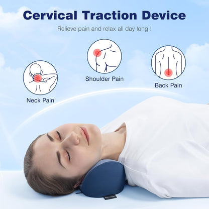 Neck Cervical Pillow Cervical Traction Device Lumbar Support Memory Foam Roll Pillow Muscle Relief Shoulder Pain Relaxer Blue