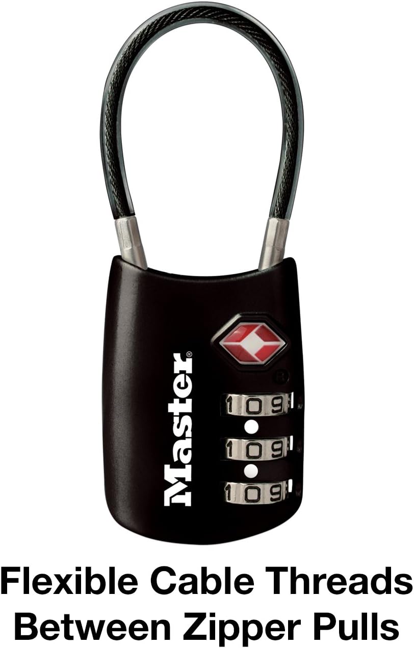Master Lock 4688D Accepted Set Your Own Combination TSA Approved Luggage Lock, 1 Pack, Black