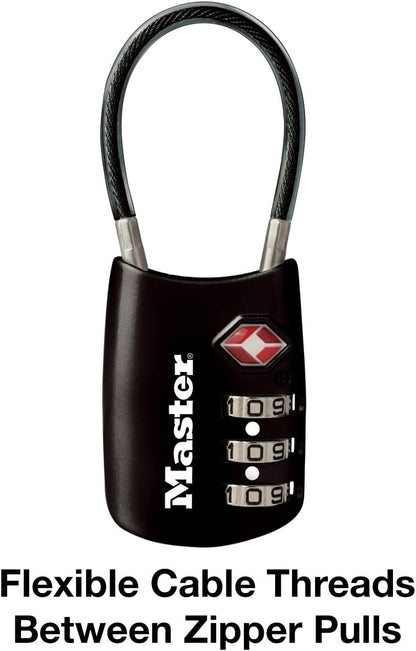 Master Lock 4688D Accepted Set Your Own Combination TSA Approved Luggage Lock, 1 Pack, Black