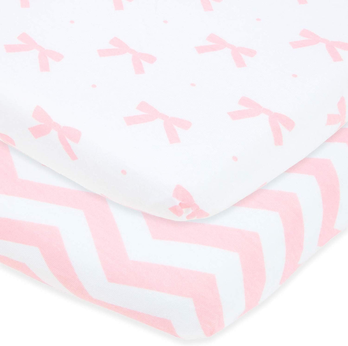 Travel Crib Fitted Sheets Compatible With Guava Lotus, Baby Bjorn, Dream on Me Travel Crib Light Playard – Fits Perfectly on 24 x 42” Mattress Without Bunching Up – Snuggly Soft Jersey Cotton – 2 Pack