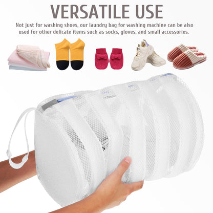 Mesh Shoe Laundry Bag with Stretcher for Washer and Dryer - Reusable Cleaning Bag Protects Shoes and Washing Machine, Ideal for Sneaker Cleaning and Storage