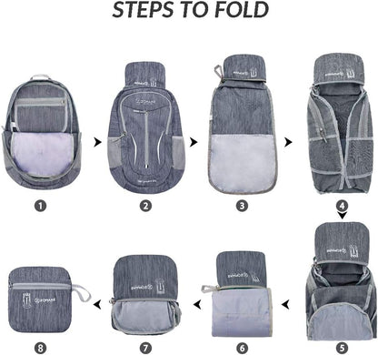 ZOMAKE 25L Ultra Lightweight Packable Backpack, Foldable Hiking Backpacks Water Resistant Small Folding Daypack for Travel(Black)