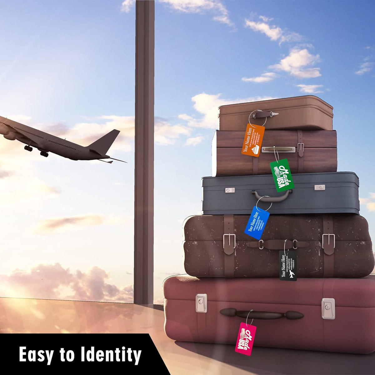 Luggage Tags for Suitcase - Personalized Engraved Metal Tag for Cruise Travel - Custom Name Tags Suitable for Bags and Backpacks(Blue)