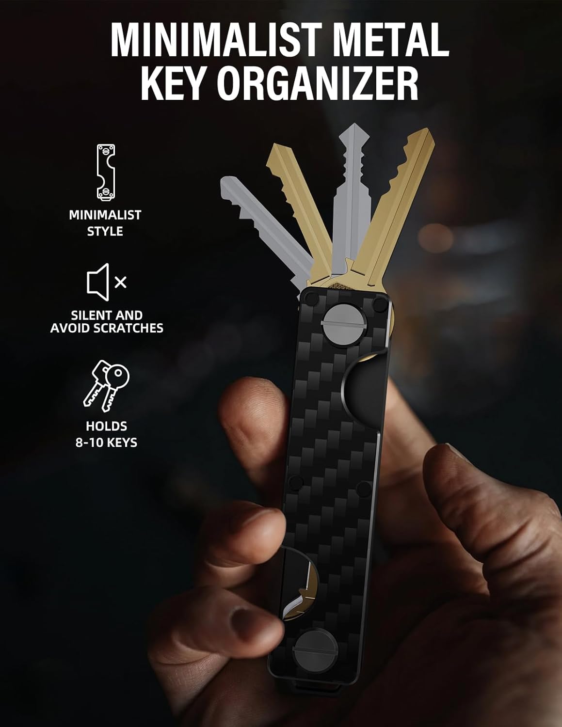 Key Organizer Key Holder Compact Key Case Minimalist Metal Key Chain Key Holder for Keychain Secures 8-10 Keys EDC