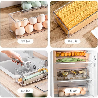 Transparent Flatware Tray Kitchen Drawer Organizer With Lid - Plastic Kitchen Cutlery Tray and Utensil Silverware Storage Container with Cover - Dinnerware Holder for Spoons Forks Knives