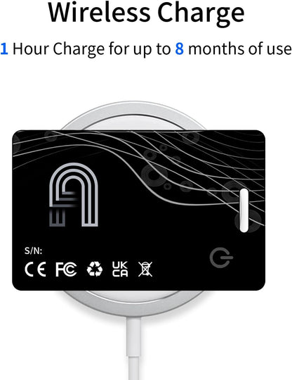 Wallet Tracker Card, Rechargeable Bluetooth Tracker with Apple Find My iOS Only Thin Wallet Finder GPS Tracker IP68 Waterproof Item Locator for Luggage, Keys, Bags, Passports and More