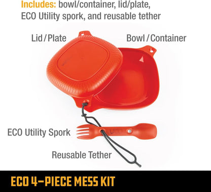 UCO Recycled ECO 5-Piece Camping Mess Kit with Bowl, Plate, Switch Spork Utensil Set