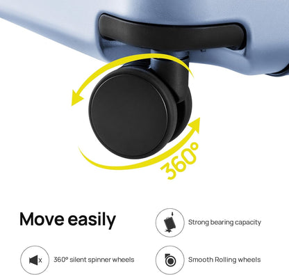 Carry on Luggage 22 X 14 X 9 Airline Approved, 20 Inch Luggage for 3-5 Days Travel, Double Spinner Wheels, 100% Hardshell PC, TSA Lock (09-Blue, Checked 28-Inch)