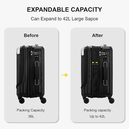 LEVEL8 Grace Carry On Luggage Airline Approved, 20 Inch Expandable Hardside - Image 4