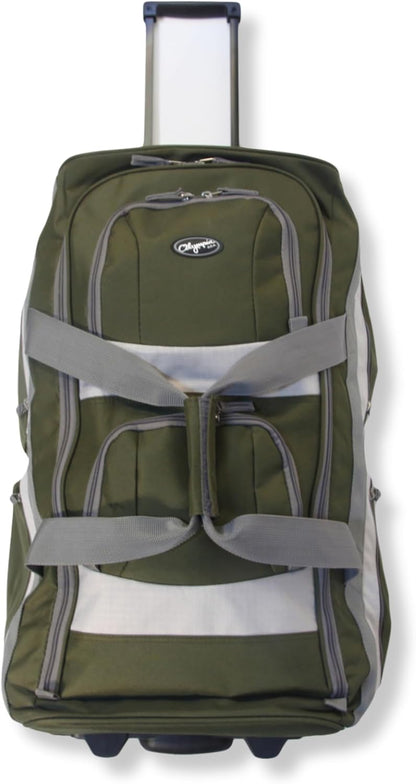 Olympia U.S.A. 29 inch Jumbo Size 8 Pockets Wheeled Rolling Duffel Bag Water Resistant Luggage Lightweight Travel Suitcase with Retractable Handle