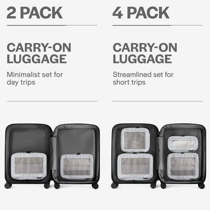 Compression Packing Cubes for Travel - Luggage Organizer Bags - Double Zipper Packing Cubes for Suitcases (2-Pack, Light Grey)