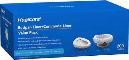 200 Count Enlarged Bedside Commode Liners for Commode Chairs, Bed Pans, and Portable Toilets, Pre-Separated, Leakproof, Sturdy, Disposable, for Adults, Seniors, Medical Care, and Camping