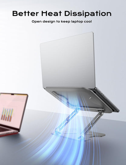 Adjustable Laptop Stand for Desk, Portable Laptop Riser Holder Foldable, Metal Ergonomic Computer Notebook Stand Holder for MacBook Air Pro, Dell, HP 10-16'', White
