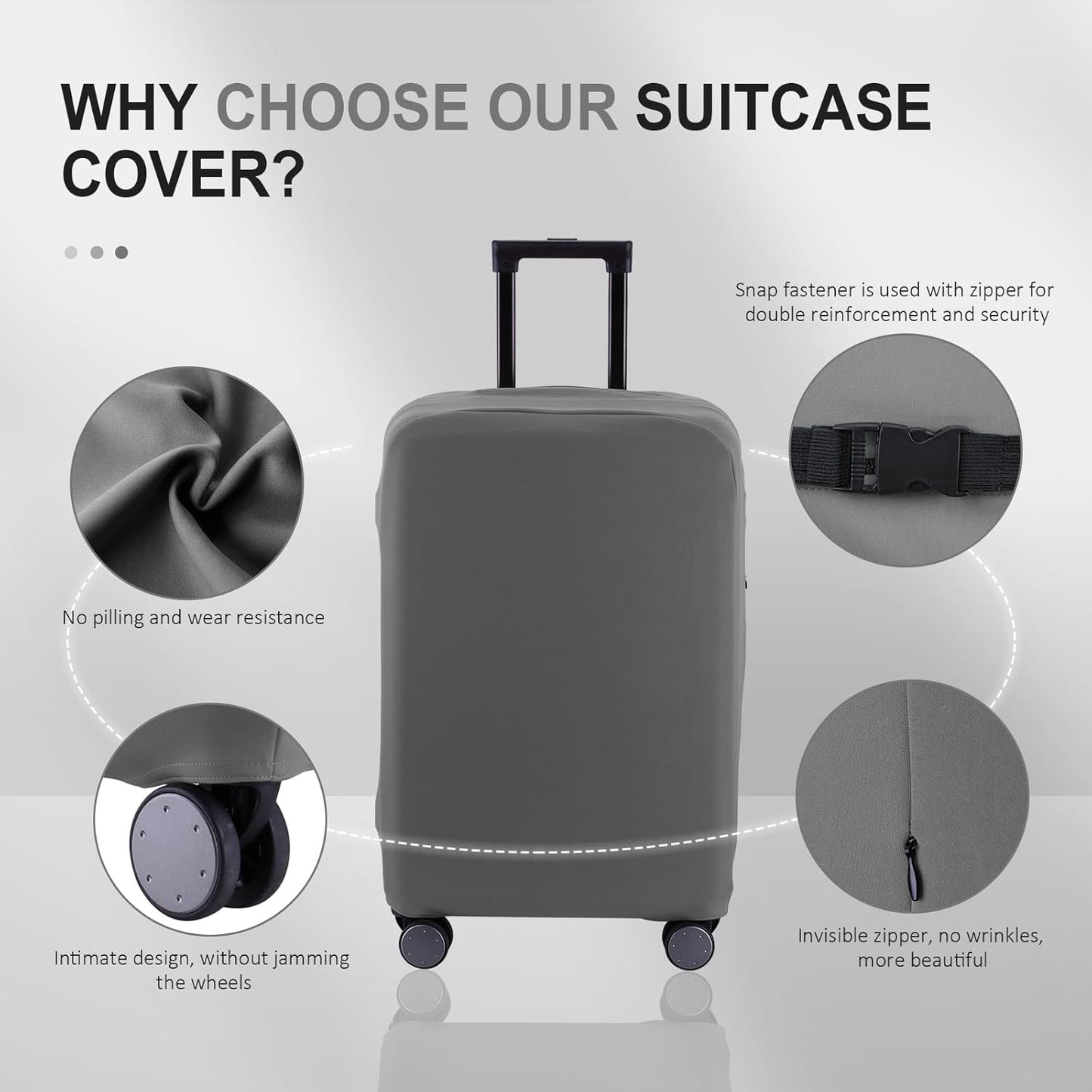 Travel Luggage Cover Suitcase Protector Scratch-Resistant Fit 19-31 Inch Suitcase, Not Included Suitcase (Slate Gray, S(19-21 inch))